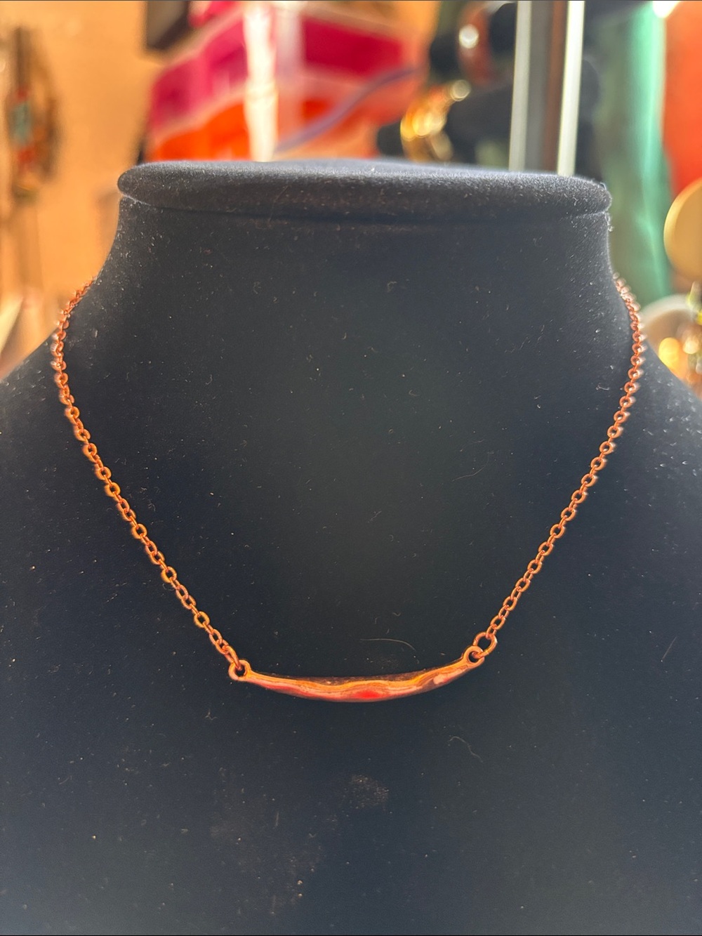 Delicate Rose Gold Curved Bar Necklace - Women Jewelry